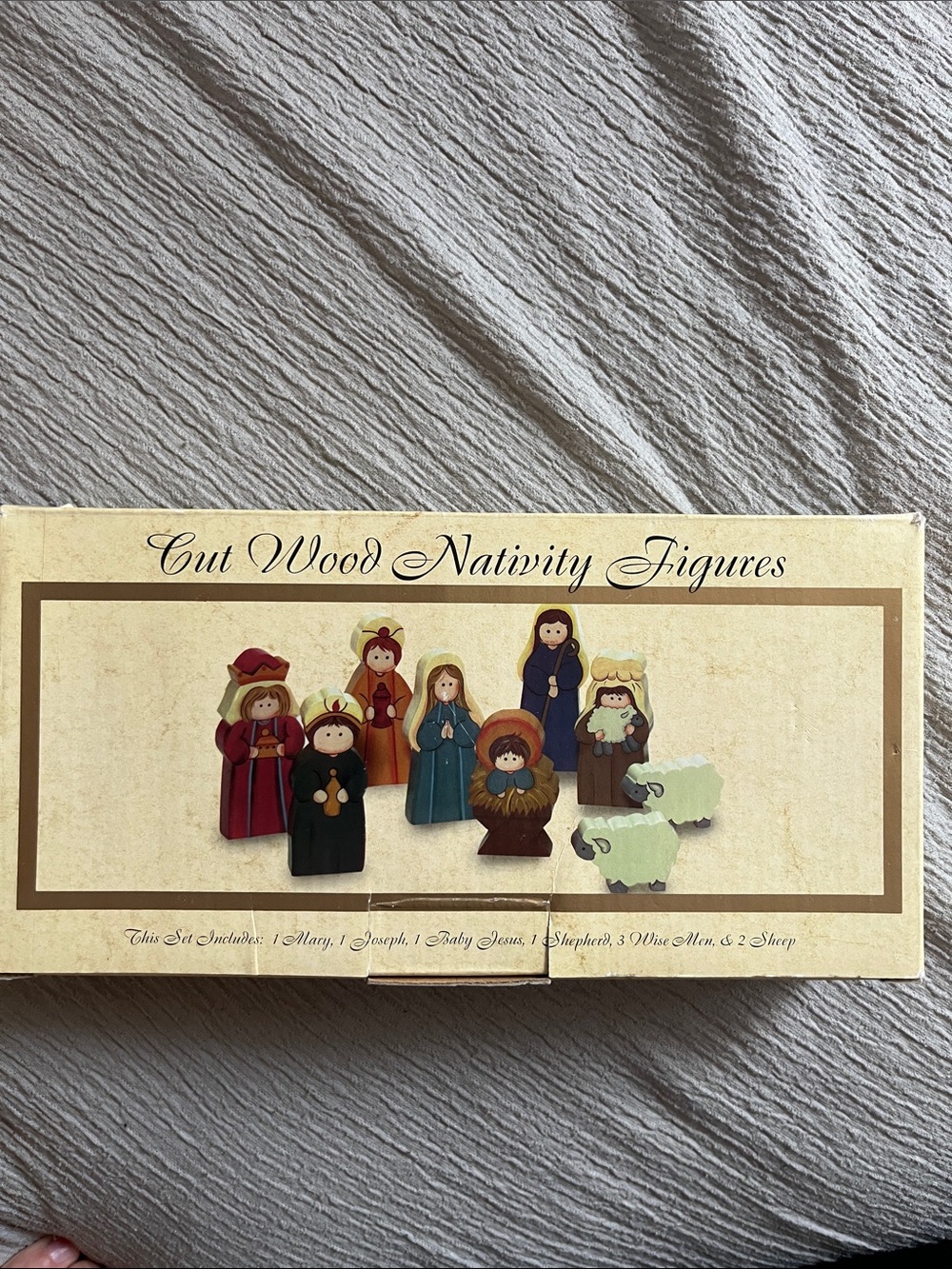 Cut Wood Nativity Figures - Multi Color Wooden Set